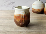 Handmade pottery Jug, 350ml ceramic creamer, Australian milk jug, cream and red/brown creamer, gravy boat, milk jug