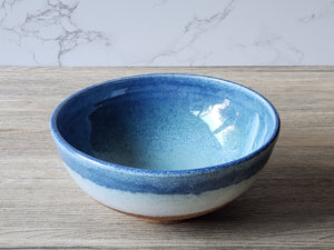 Handmade pottery serving bowl- Blue ceramic bowl - Large salad bowl - Fruit bowl - Unique display bowl - Large ramen bowl