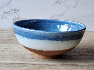 Handmade pottery serving bowl- Blue ceramic bowl - Large salad bowl - Fruit bowl - Unique display bowl - Large ramen bowl