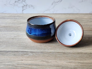 Hand-made pottery sugar bowl - Ceramic lidded container - small condiment Bowl - pottery lidded tea Jar- Storage pot