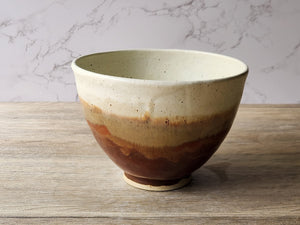 Handmade pottery bowl - deep ceramic bowl - cream and brown glaze - ceramic mixing bowl - unique gift for a cook