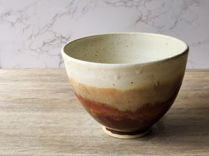 Handmade pottery bowl - deep ceramic bowl - cream and brown glaze - ceramic mixing bowl - unique gift for a cook