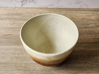 Handmade Large stoneware bowl with natural glaze patterns