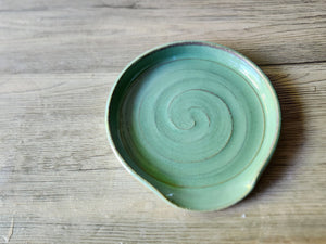 Handmade Ex large pottery Spoon rest - soft green ceramic spoon rest - kitchen gift - spoon rest for kitchen counter - kitchen accessory