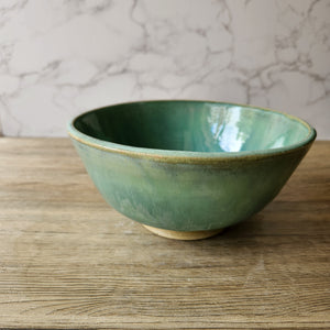 Handmade pottery serving bowl- greens - Large salad bowl - Fruit bowl - Unique display bowl