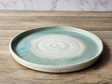 Handmade pottery plate - Australian made- Ceramic Green and white Bread and butter plate