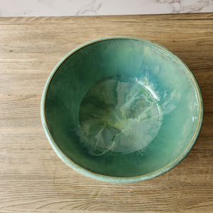 Handmade pottery serving bowl- greens - Large salad bowl - Fruit bowl - Unique display bowl