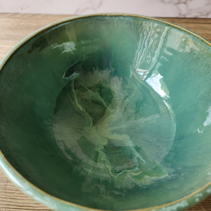 Handmade pottery serving bowl- greens - Large salad bowl - Fruit bowl - Unique display bowl