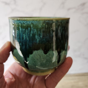 Australian handmade pottery cup – yunomi tea mug with unique glaze