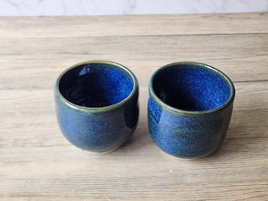 Hand made Japanese style tea cup - whisky cup - Ceramic yunomi with deep blue glaze -Guinomi - Handmade pottery mug - whisky sipper