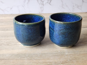 Hand made Japanese style tea cup - whisky cup - Ceramic yunomi with deep blue glaze -Guinomi - Handmade pottery mug - whisky sipper