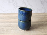 Hand made Japanese style tea cup - whisky cup - Ceramic yunomi with deep blue glaze -Guinomi - Handmade pottery mug - whisky sipper