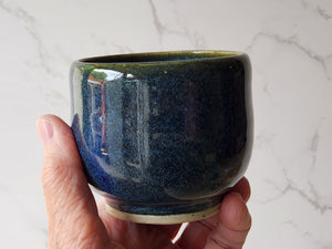 Hand made Japanese style tea cup - whisky cup - Ceramic yunomi with deep blue glaze -Guinomi - Handmade pottery mug - whisky sipper