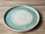 Handmade pottery plate - Australian made- Ceramic Green and white Bread and butter plate