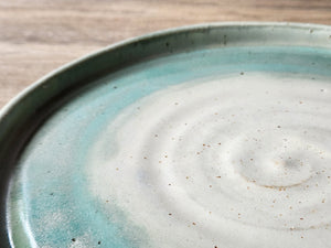 Handmade pottery plate - Australian made- Ceramic Green and white Bread and butter plate