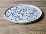 Handmade pottery plate - Australian-made Ceramic medium plate - unique gift - black and white decorated platter - Unique gift