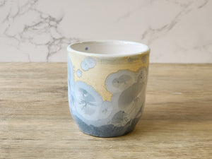 Small handmade pottery cup with crystalline glaze - Hand made Ceramic tumbler - pencil holder - ceramic cylinder - pottery mug