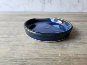 Hand made potter Spoon rest - Blue ceramic spoon rest - kitchen gift - spoon rest for kitchen counter