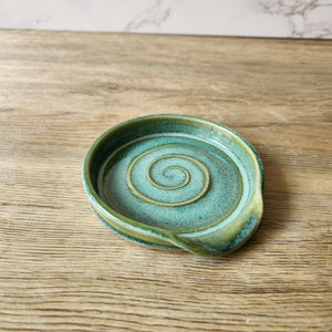 Handmade pottery Spoon rest - soft green - ceramic kitchen gift for her