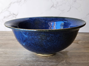 Handmade pottery serving bowl- Blue/greens - Large salad bowl - Fruit bowl - Unique display bowl _SECOND