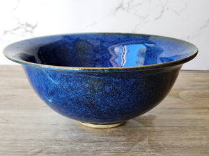 Handmade pottery serving bowl- Blue/greens - Large salad bowl - Fruit bowl - Unique display bowl _SECOND