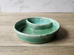 Pottery Chip and dip bowl - TV snack ceramic bowl or condiment bowl- seafoam green 2 - A perfect gift for him