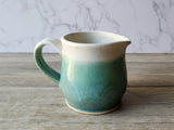 Handmade pottery Jug, 350ml ceramic creamer, australian made milk jug, Green and Butterrmilk creamer, gravy boat, milk jug
