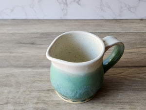 Handmade pottery Jug, 350ml ceramic creamer, australian made milk jug, Green and Butterrmilk creamer, gravy boat, milk jug