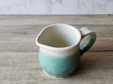 Handmade pottery Jug, 350ml ceramic creamer, australian made milk jug, Green and Butterrmilk creamer, gravy boat, milk jug