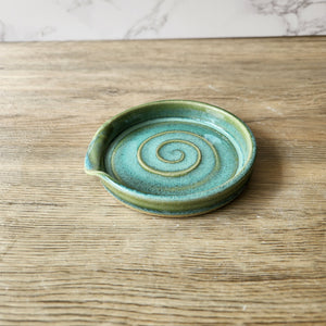 Handmade pottery Spoon rest - soft green - ceramic kitchen gift for her