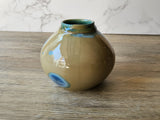 Handmade pottery vase -Blue and beige Crystalline glaze ornamental bud vase - A Unique gift for her - Ceramic handmade but vase