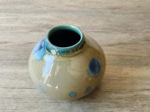 Handmade pottery vase -Blue and beige Crystalline glaze ornamental bud vase - A Unique gift for her - Ceramic handmade but vase