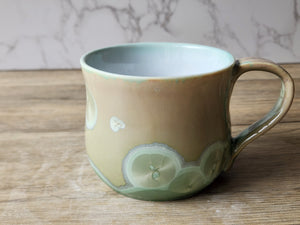 Handmade Pottery Mug Australia - Crystalline glazes green mug - handmade Ceramic crystal cup - unique gift - microwave-safe mug - 300ml