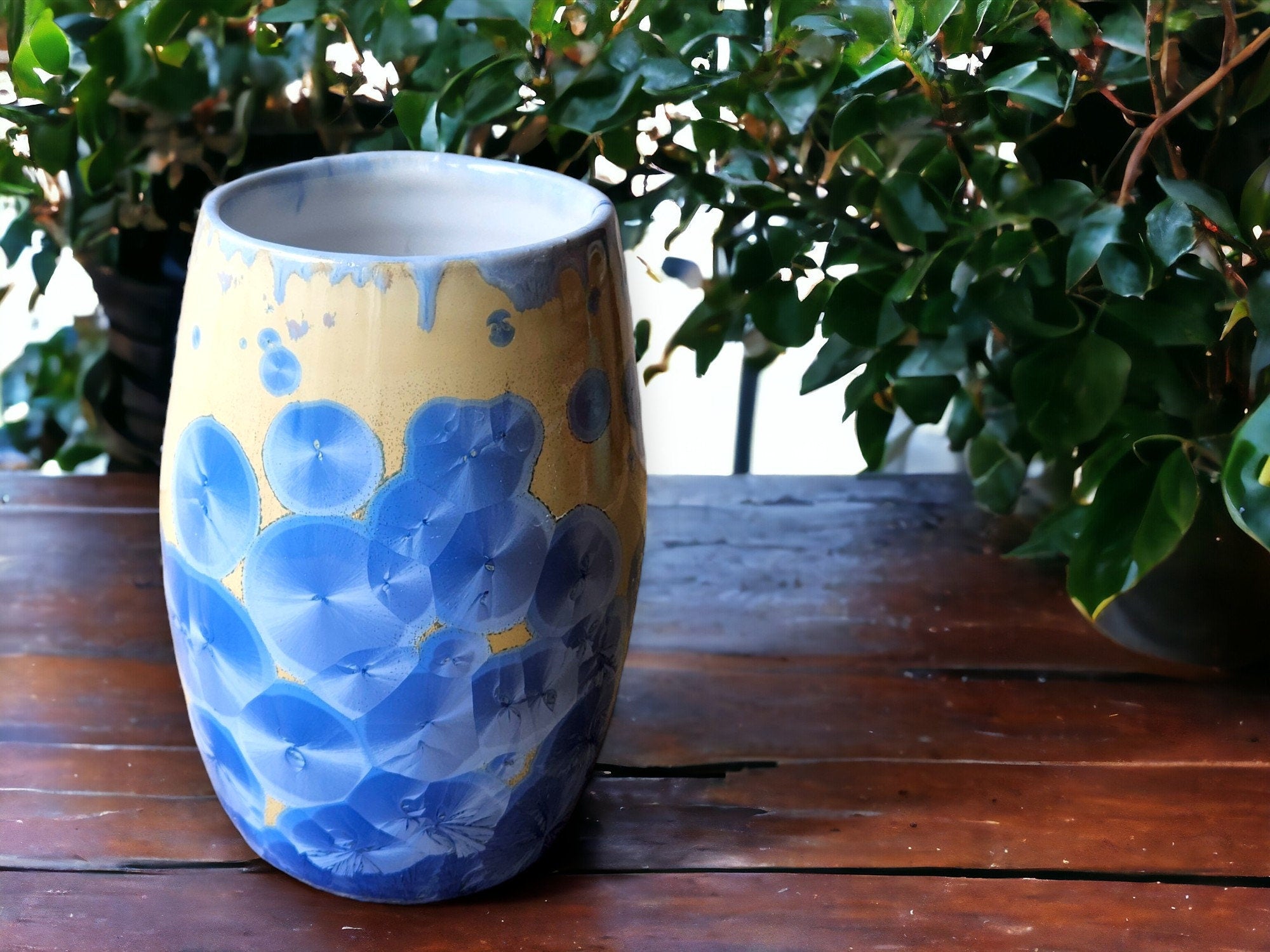 Handmade Ceramic Vase - Pottery vase - Blue Crystalline glaze -