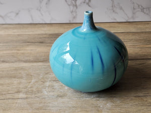 Handmade ceramic vase - porcelain pottery bud vase - soft blue Crystalline glazed ornamental vase