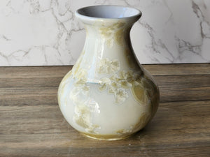 Handmade ceramic vase - Large pottery vase with soft gold on white Crystalline glaze - flower display - Australian Pottery - unique gift