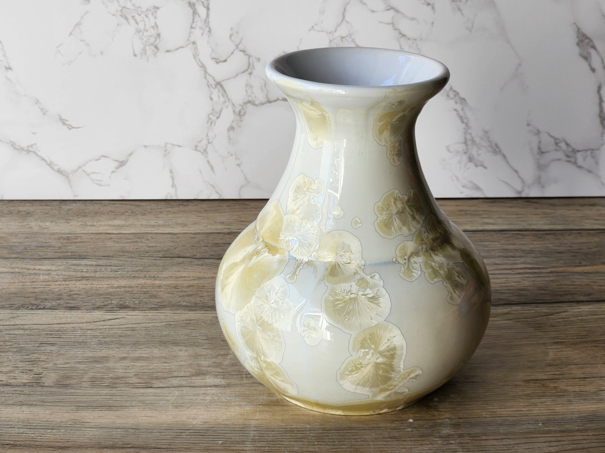 Handmade ceramic vase - Large pottery vase with soft gold on white Crystalline glaze - flower display - Australian Pottery - unique gift