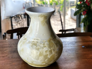 Handmade ceramic vase - Large pottery vase with soft gold on white Crystalline glaze - flower display - Australian Pottery - unique gift