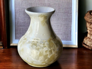 Handmade ceramic vase - Large pottery vase with soft gold on white Crystalline glaze - flower display - Australian Pottery - unique gift