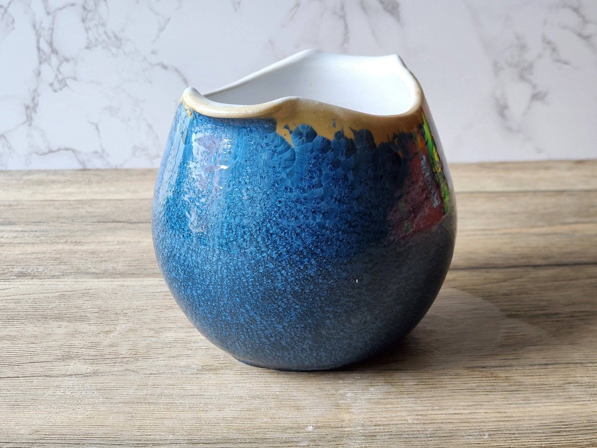 One-of-a-kind handmade crystalline glaze bowl for home decor