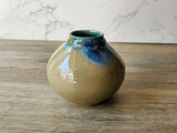 Handmade pottery vase -Blue and beige Crystalline glaze ornamental bud vase - A Unique gift for her - Ceramic handmade but vase