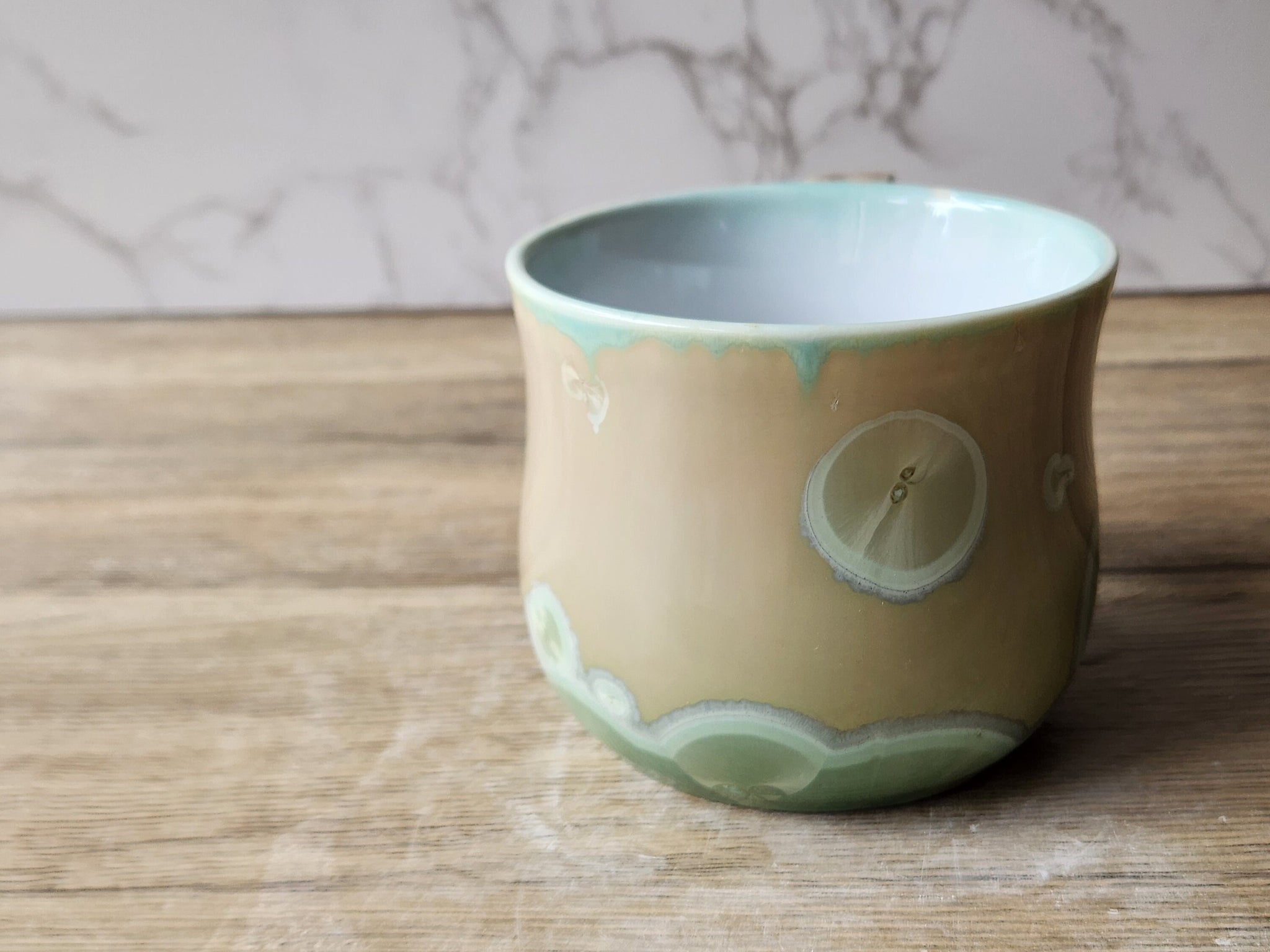 Handmade Pottery Mug Australia - Crystalline glazes green mug - handmade Ceramic crystal cup - unique gift - microwave-safe mug - 250ml