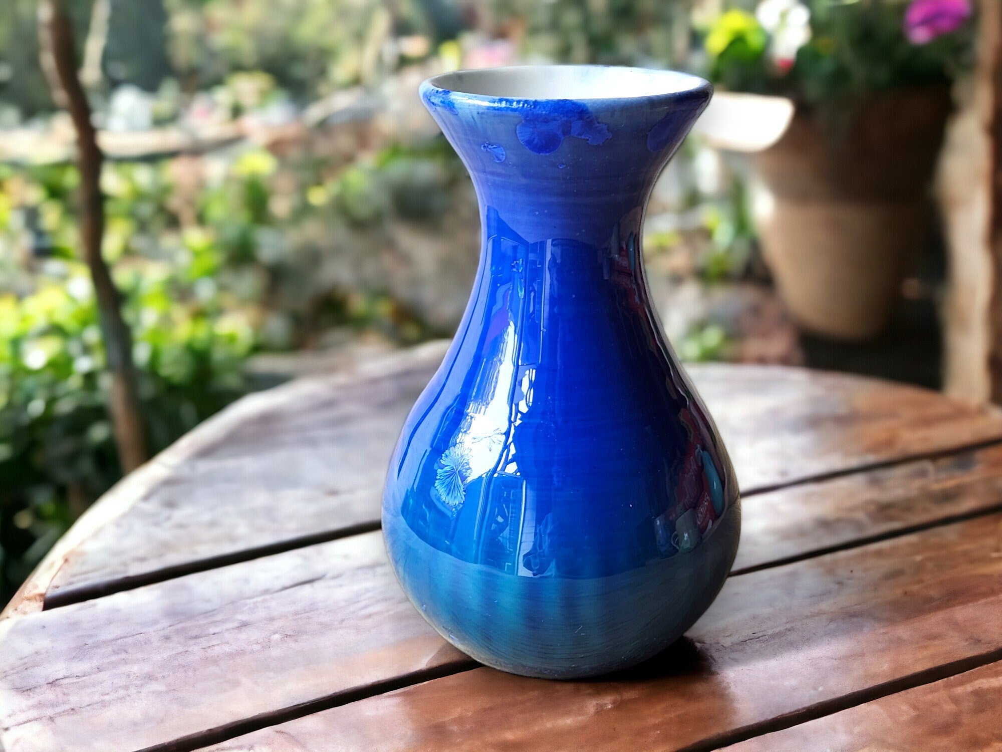 Handmade ceramic vase - Large pottery vase with Blue Crystalline glaze - flower display - Austalian Pottery - unique gift