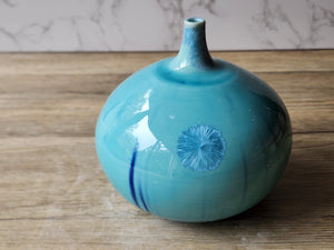 Handmade ceramic vase - porcelain pottery bud vase - soft blue Crystalline glazed ornamental vase