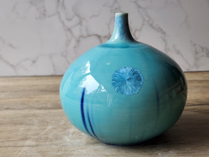 Handmade ceramic vase - porcelain pottery bud vase - soft blue Crystalline glazed ornamental vase