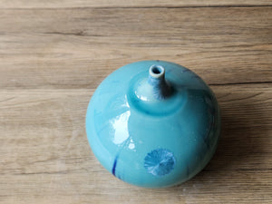 Handmade ceramic vase - porcelain pottery bud vase - soft blue Crystalline glazed ornamental vase