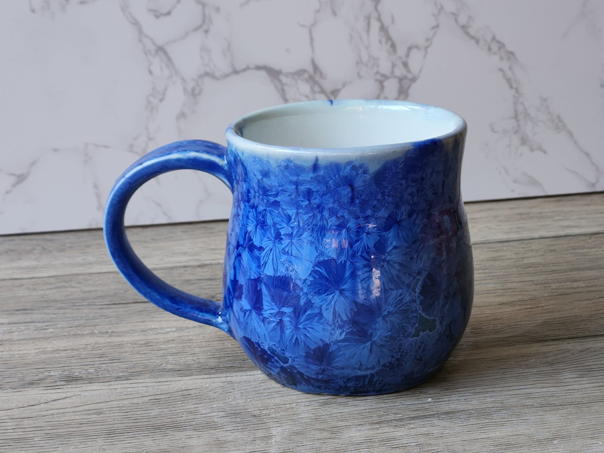 Handmade Pottery Mug Australia - Crystalline glazes green mug - handmade Ceramic crystal mug - unique gift - microwave-safe mug