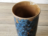 Handmade pottery Crystalline vase - Ceramic vase blue crystals on orange - Flower vase - display vase