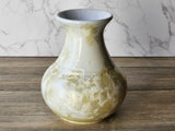 Handmade ceramic vase - Large pottery vase with soft gold on white Crystalline glaze - flower display - Australian Pottery - unique gift