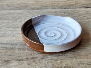 Ceramic Spoon rest - handmade pottery - red clay -white glaze- kitchen gift